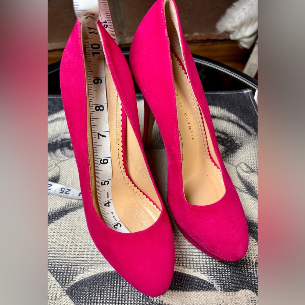 Charlotte Olympia Magenta Suede 1.5” Platform w/ 5.75” Heel, Sz 38.5/8 - Picture 10 of 10
